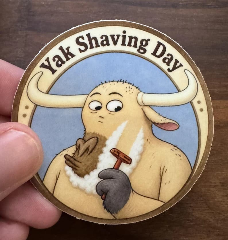 Yak Shaving Day Laptop Sticker